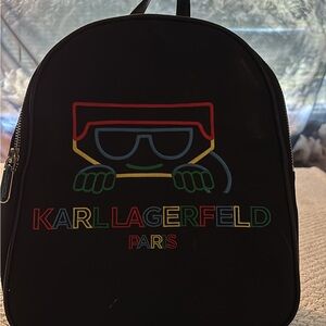 Karl Lagerfeld Black Backpack with Colorful Logo